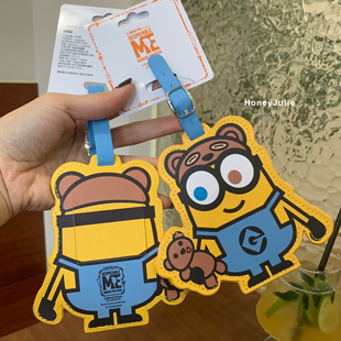 卡通小黄人行李登机牌防丢旅行箱飞机托运挂牌 可爱包包挂件挂饰