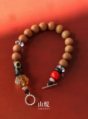 檀木水晶银手链无性别配饰925银