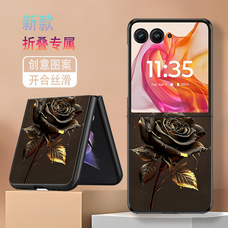 适用三星ZFlip7手机壳galaxyzflip7折叠屏新款防摔保护套高级感金边玫瑰个性简约创意时尚网红轻奢硬壳女潮流