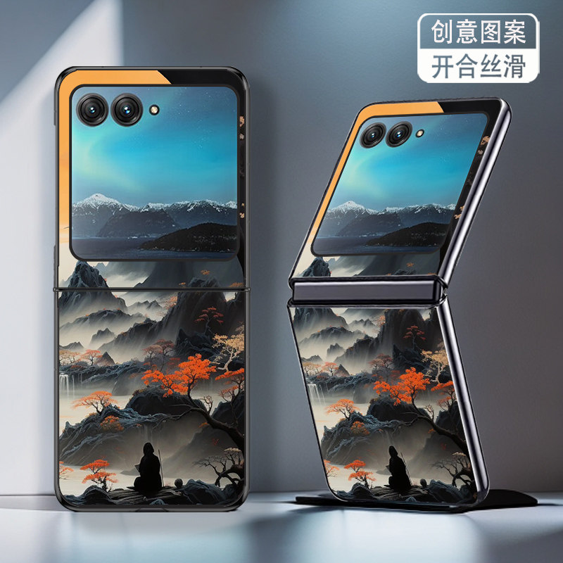适用摩托罗拉razr50手机壳razr40折叠屏新款razr40ultra高级感防摔保护套叠峰山景小创意网红个性时尚男女潮