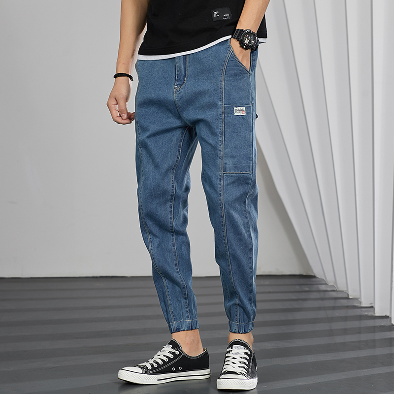 Summer denim overalls men's Corset students' Korean trousers teenagers' casual Harem Pants