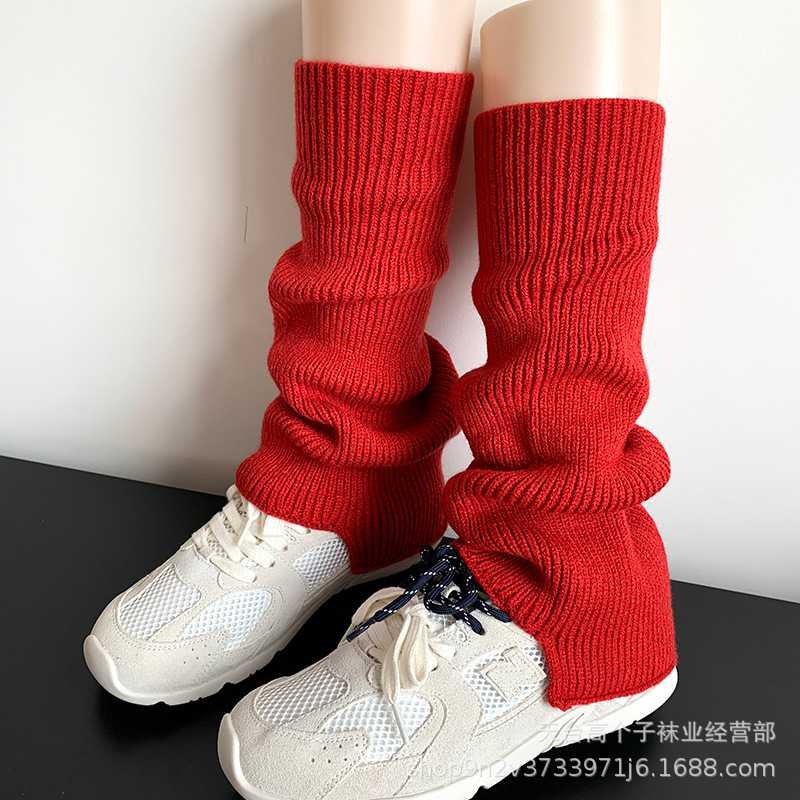 新款安可拉红阔腿袜套女秋冬季