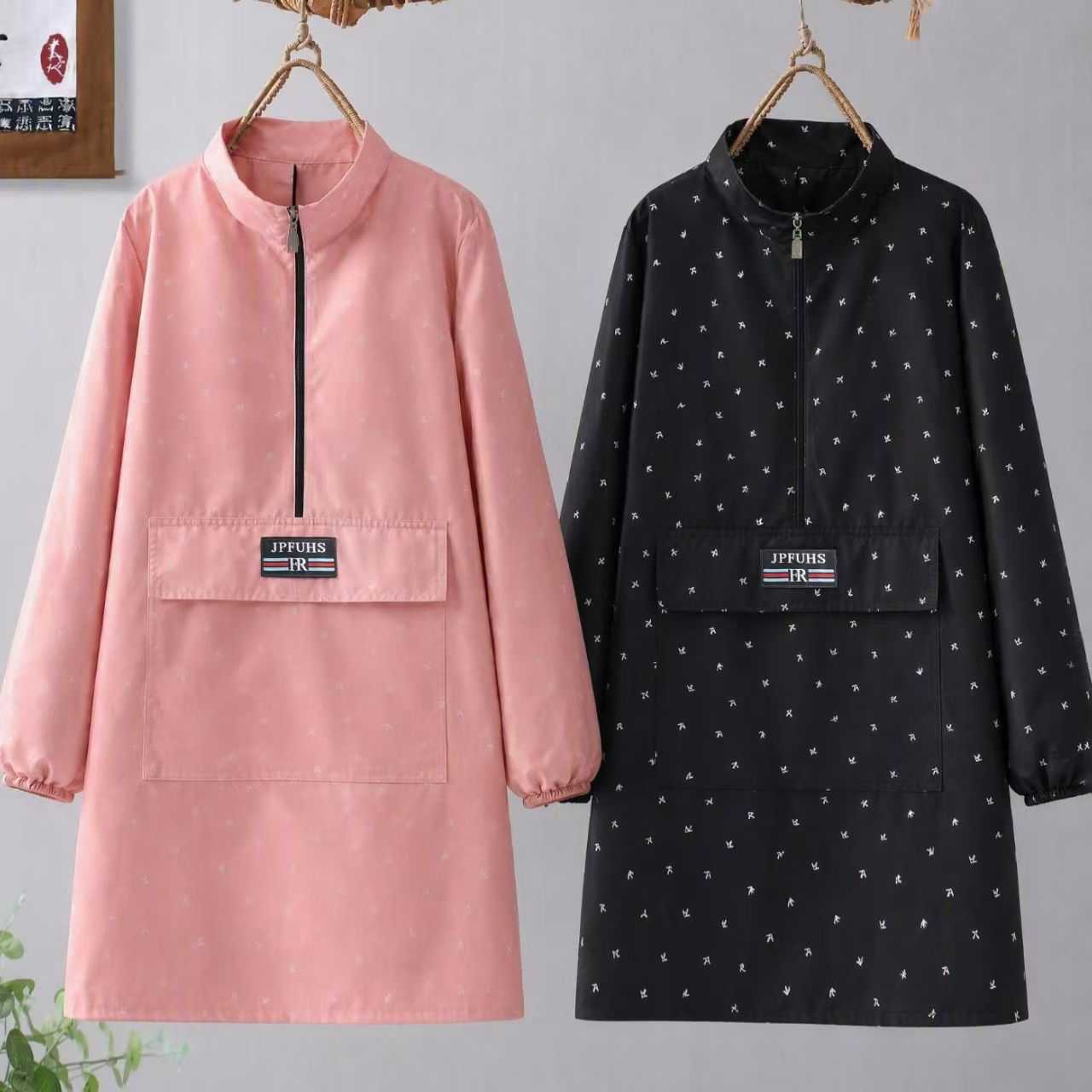 韩版时尚翻领罩衣女工作服防水