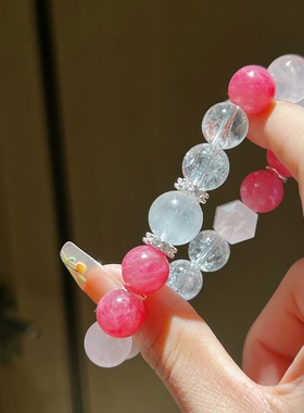 「洛可可」天然粉水晶蔷薇辉手链