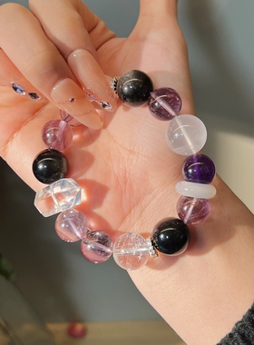 「紫夜」天然紫水晶手链手串定制