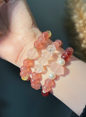 布铃原创设计天然草莓晶手链