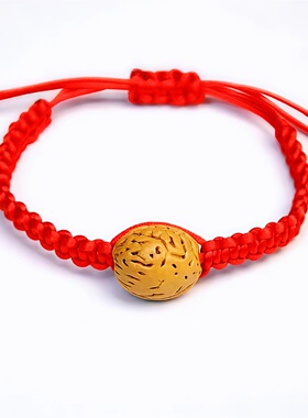 手工编织双鱼桃核红绳手链批发