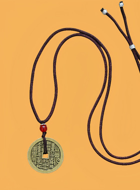 仿古钱币花钱山鬼铜钱项链男女复古长款毛衣链景区寺庙热卖饰品