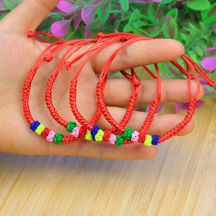2025端午节菠萝球五彩绳手链手工编织小粽子手绳粽宝宝手链五色线