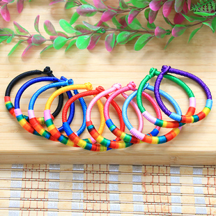 蛇年热卖 彩线编织手绳男女端午节五彩绳手链饰品 diy手工编织粗款