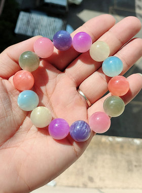 热卖七彩海云母光变七彩手串光感见光变色手链韩版女七彩瑰宝手链