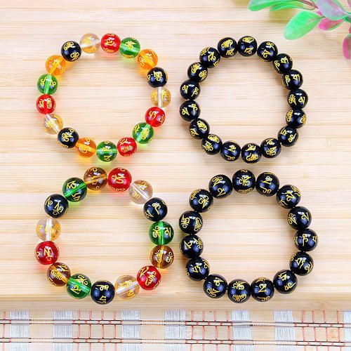 仿玛瑙六字真言手串男女