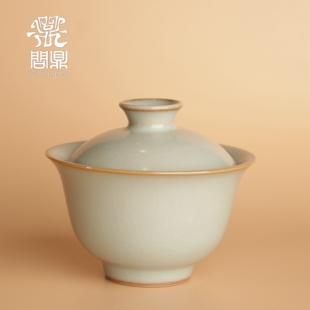 问鼎汝窑天青两才盖碗泡茶杯功夫茶具陶瓷汝瓷茶器茶杯盖杯