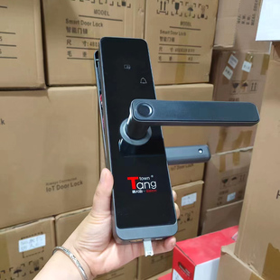 唐人街指纹锁一握开半自动智能锁家用防盗门民宿公寓通用锁厂家