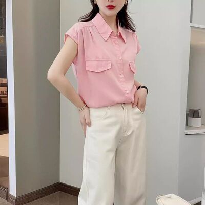夏季韩版无袖宽松天丝牛仔衬衫