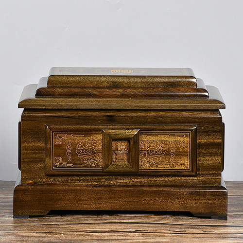 金丝楠木阴沉乌木，骨灰盒，全独板卯榫工艺结构342x232x225mm