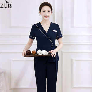 美容院工作服女套装春夏季高端足浴医美皮肤管理spa美容师技师服