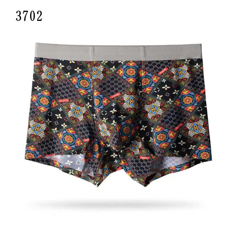 邦将内裤 男生夏季冰丝 锦纶面料 冰爽丝滑感印花平角内裤 几何纹