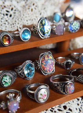 beima自制银色古典琉璃指环