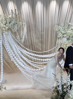 背景墙圆球橱窗泡沫挂饰布置新款婚礼道具白色陈舞台串美婚庆装饰