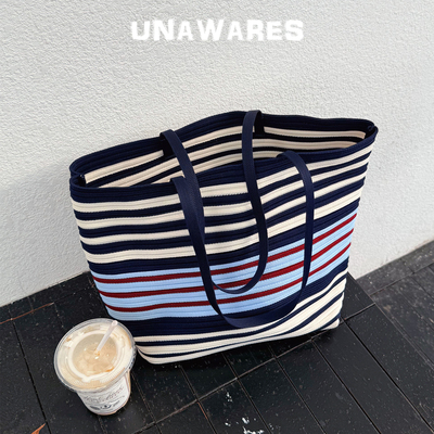 2025新款条纹针织手提包