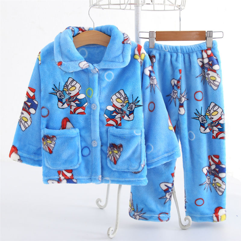 秋冬款小男孩保暖珊瑚绒家居服