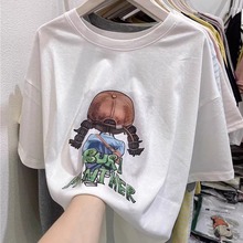 特大码300斤韩版女孩印花凉爽雪花棉短袖T恤女夏季宽松胖妹妹上衣