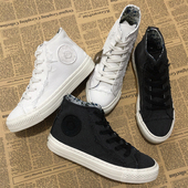 出口土耳其小众复古牛仔帆布鞋 高帮平底街潮外贸百搭平底学生板鞋