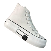 欧美单外贸帆布鞋 学生鞋 平底透气出口高帮小白鞋 休闲百搭厚底款