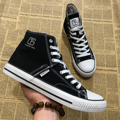 学生潮流运动鞋 美国单品牌帆布鞋 高帮男女外贸出口平底黑色休闲鞋