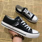 学生潮流运动鞋 美国单品牌帆布鞋 低帮男女外贸出口平底黑色休闲鞋