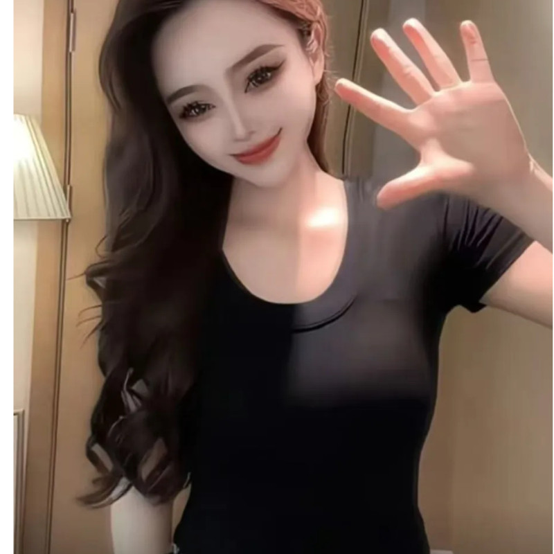 螺纹短袖T恤女2026年夏季新款修身高弹力薄款糖果色半袖体恤上衣