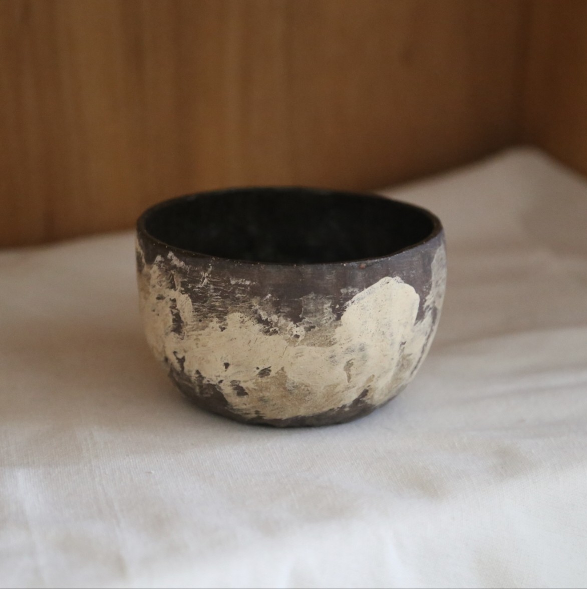 芽器手作】日式粗陶粉引手捏咖啡手握蛋杯拉花拿铁杯侘寂风