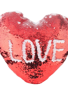 来图可做一件起订亮片印花枕套 热转印爱心亮片礼品抱枕生日礼品