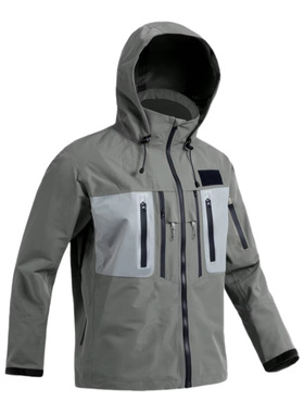 路亚海钓男士户外运动 山地骑行 野外垂钓连帽冲锋衣三层压胶夹克