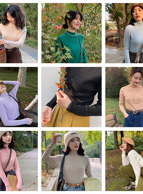 花吉B351羊脂白高领半高领全羊毛针织毛衣女2025新款秋冬打底衫