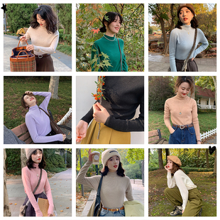 花吉B351羊脂白高领半高领全羊毛针织毛衣女2025新款 秋冬打底衫