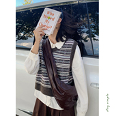 女2025年新款 花吉C036费尔岛复古宽松提花圆领无袖 针织衫 秋马甲