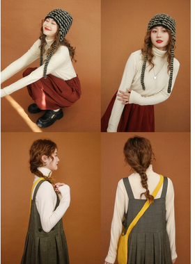 花吉B652米白色保暖高领长袖T恤女2026新款秋冬学院风甜美打底衫