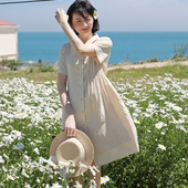 衬衫 花吉Q249杏色不规则垂坠感气质连衣裙薄款 设计感小众夏季 裙