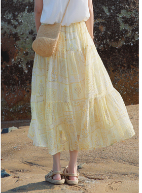 【花吉0423】Q588“日光浅印”夏日感清透印花半身裙