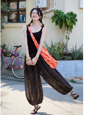 【花吉0423】L094“藤蔓”清透雪纺印花灯笼裤