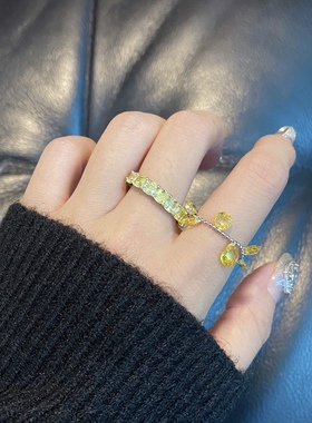 Siaon S925银黄钻招米高碳满钻排钻轻奢戒指戒圈千金富家风纯银女