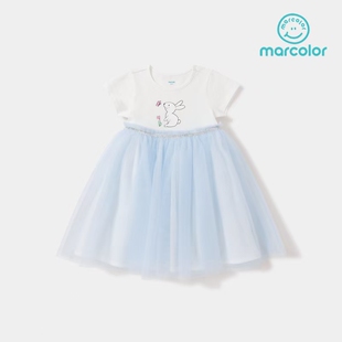 马卡乐女童俏皮短袖连衣裙儿童洋气公主纱裙