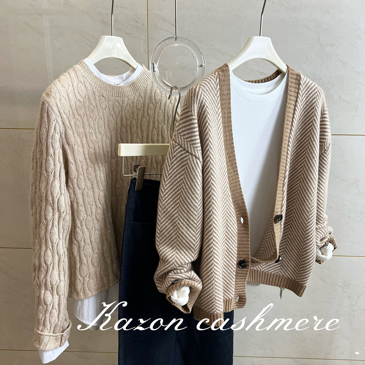 【可溯源 臻羊绒】重磅加厚羊绒开衫女慵懒风宽松针织衫驼色毛衣