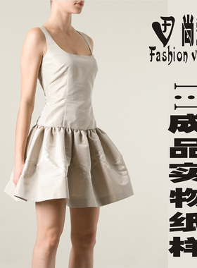 尚型线大摆连衣裙服装1：1实物纸样DIY手工裁剪图服装样板BLQ-69