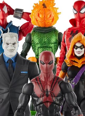 Marvel Legends挂卡猩红蜘蛛侠射线万圣夜墓碑杰克南瓜头6寸人偶