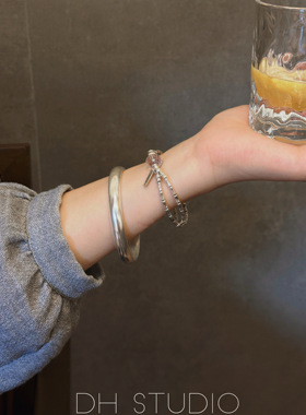 DH爆闪玻利维亚紫水晶纯银双圈竹节弯管精致显白气质手链