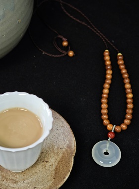 DH原创新中式手工编织库克玉髓平安扣国风项链个性百搭叠戴