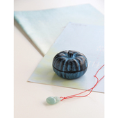 现货日本原装 进口南部铁器南瓜形铸铁收纳小盖盒书画印泥盒香盒